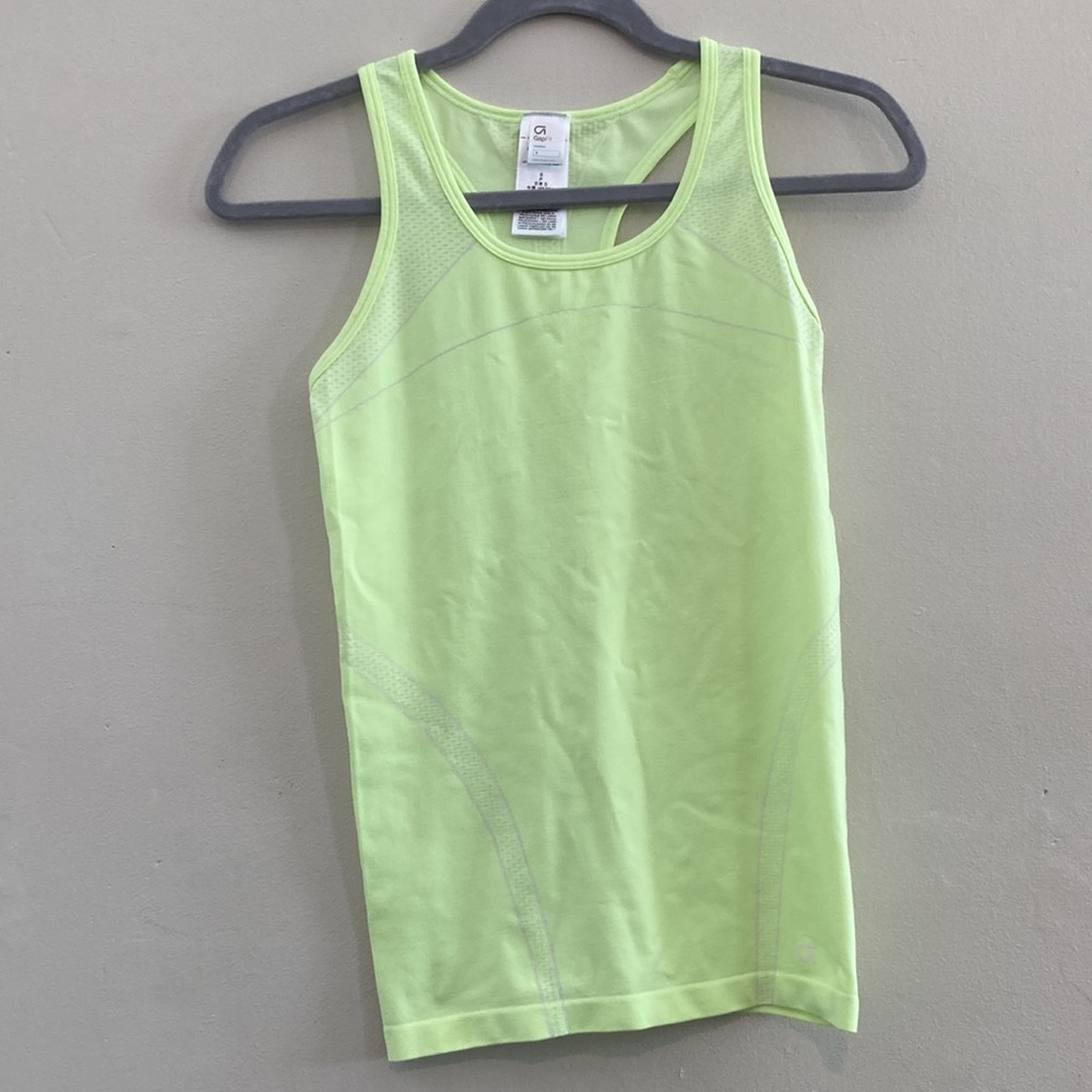 Gap Fit Motion neon yellow racer back tank top size s